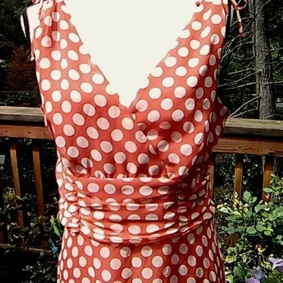 🎆Host Pick🎆🎉🎊Connected ORANGE Polka Dot Dress - Picture 6 of 8